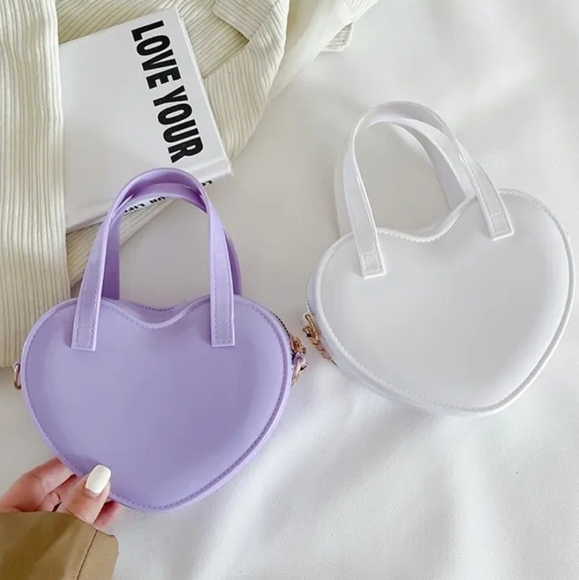 NEW WHITE JELLY HEART CROSSOVER BAG - Picture 7 of 7